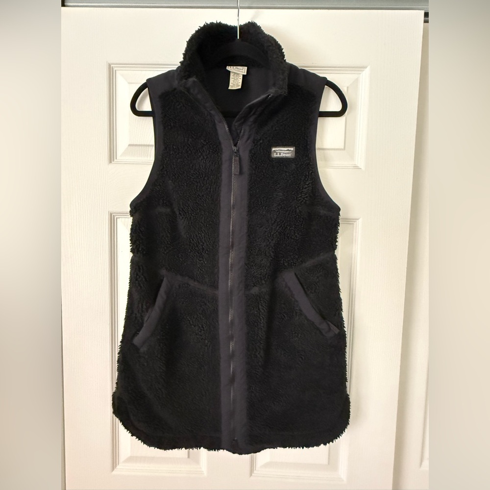 L.L.Bean Long Black Sherpa Vest